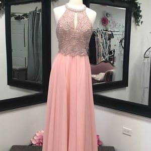 Amelia Couture blush sequin bodice w chiffon